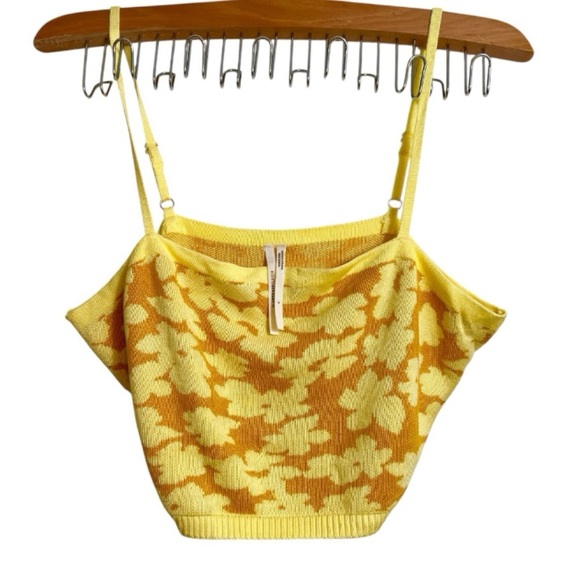 Anthropologie Yellow Floral Knit Top - Picture 2 of 2